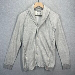 Diesel Co Cardigan Sweater Mens L Grey Waffle Knit Shawl Neck Button Up EUC‎
